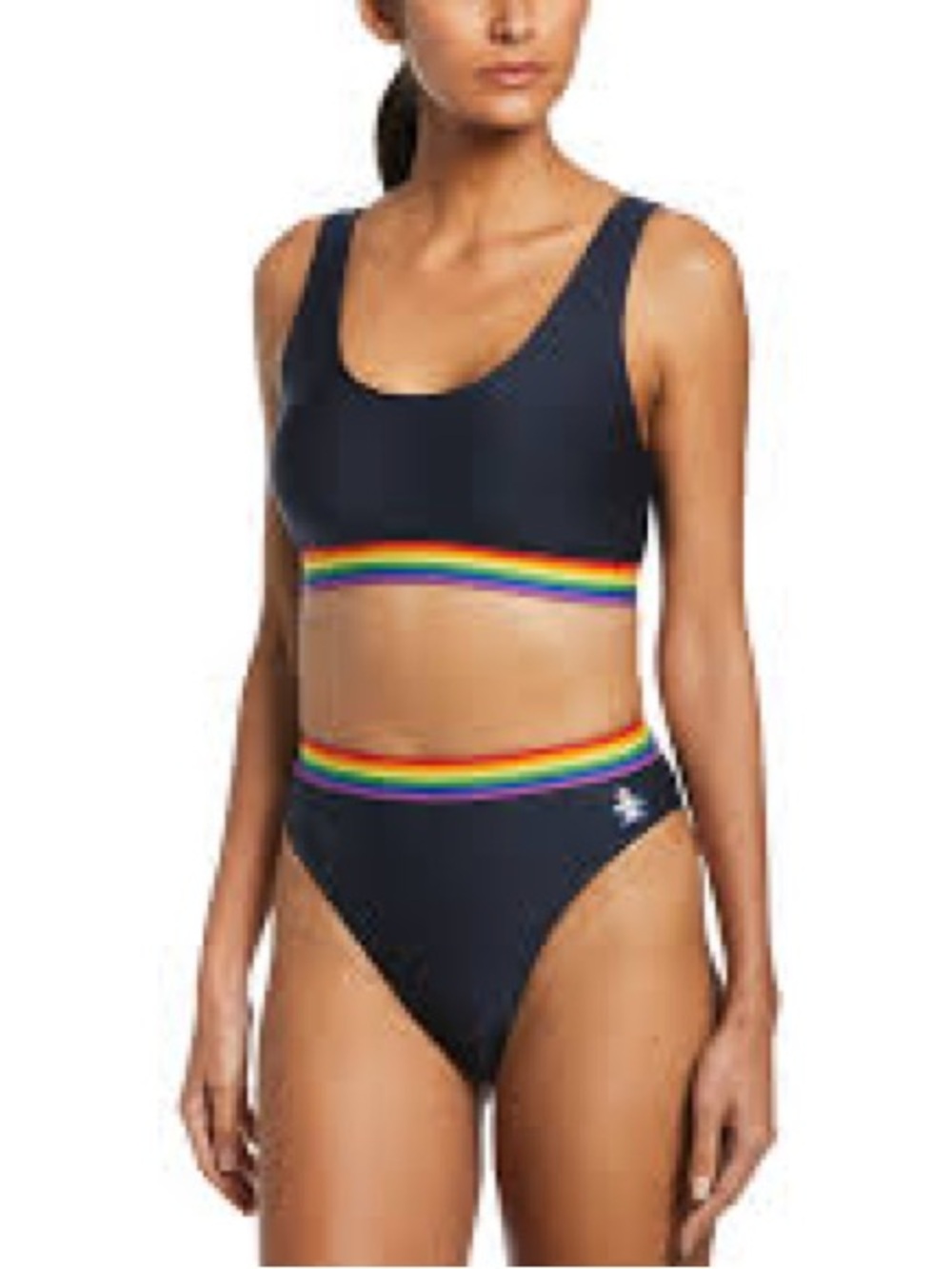 NWT 🔵Original Penguin Navy Bikini High Waist Rainbow Stripe Set 🔵